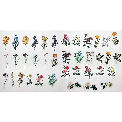 HASTHIP ® Vinyl Waterproof Spring Flower Plant Stickers for Children and Adults (Multicolour) - 46 Pieces