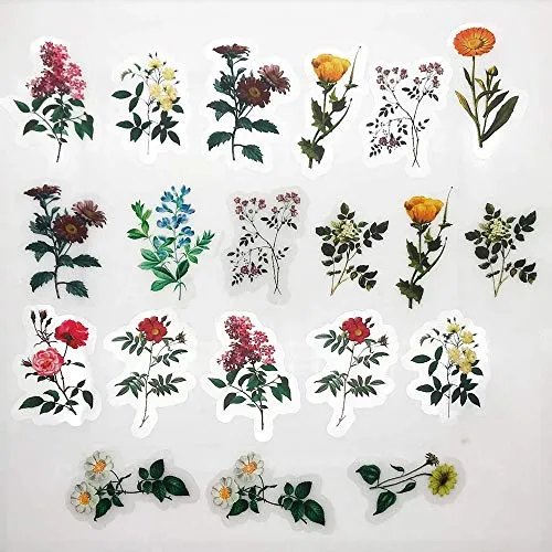 HASTHIP ® Vinyl Waterproof Spring Flower Plant Stickers for Children and Adults (Multicolour) - 46 Pieces