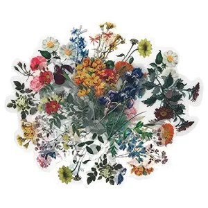 HASTHIP ® Vinyl Waterproof Spring Flower Plant Stickers for Children and Adults (Multicolour) - 46 Pieces