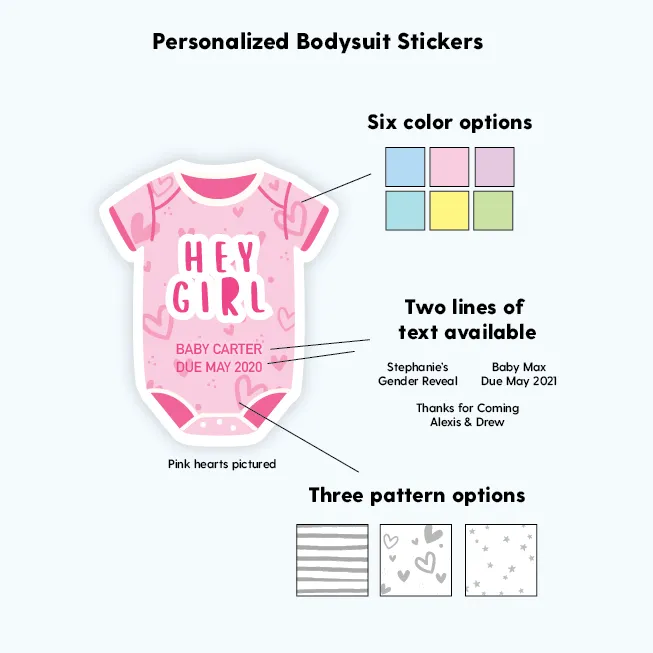 Hey Girl Personalized Baby Shower Labels