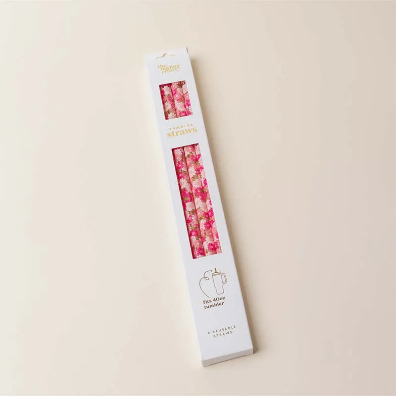 Hot Pink Daisy Craze 40oz Straw Set