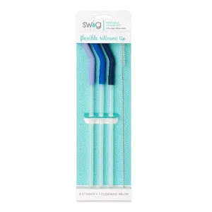 Hydrangea/Blue/Navy 40Oz Straw