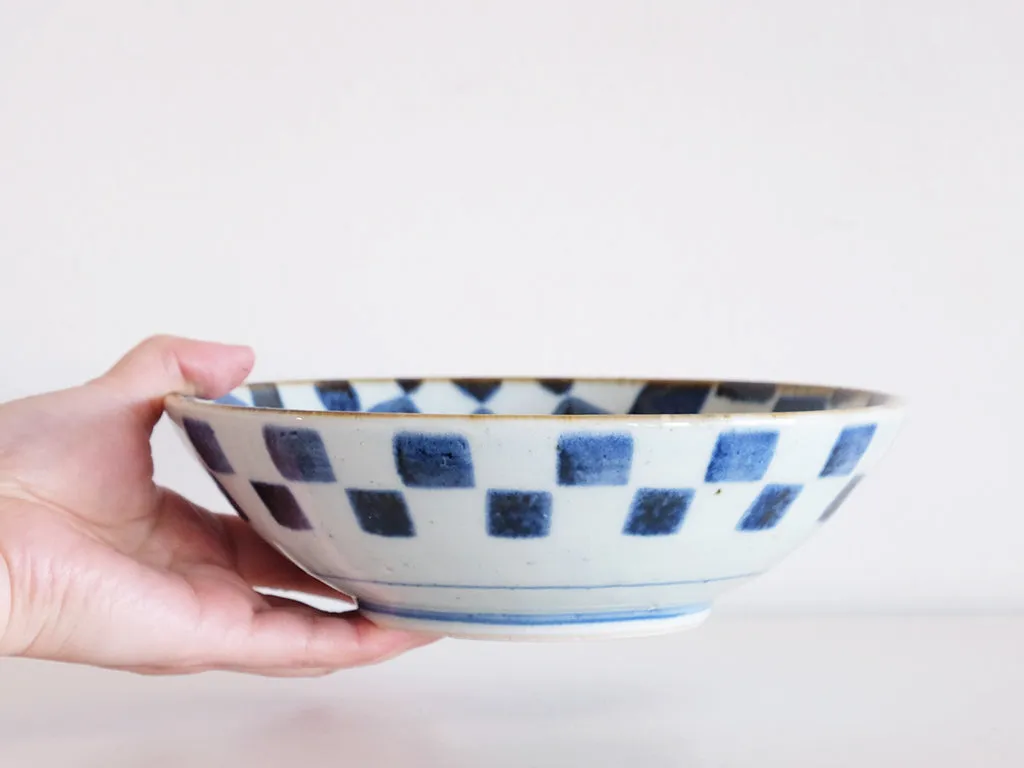 Ichimatsu Patterned Salad Bowl (M) by Nakata-gama