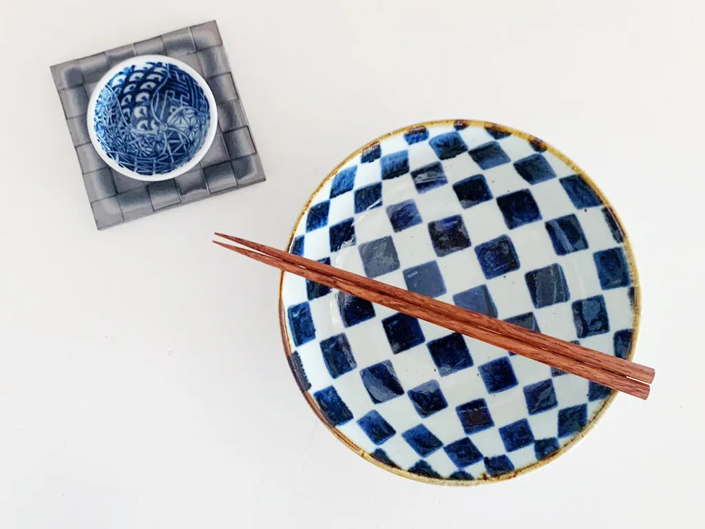 Ichimatsu Patterned Salad Bowl (M) by Nakata-gama