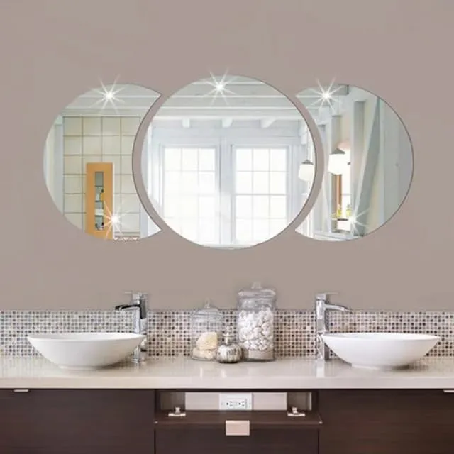 Illuminate Your Space: 3PCS 3D Moon Mirror Set - Safe, Stylish, and Space-Expanding Home Decor