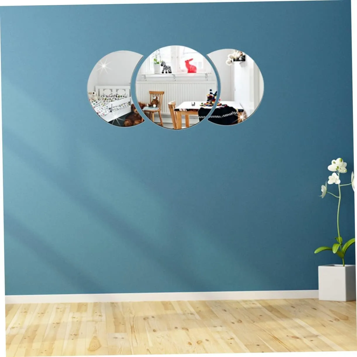 Illuminate Your Space: 3PCS 3D Moon Mirror Set - Safe, Stylish, and Space-Expanding Home Decor