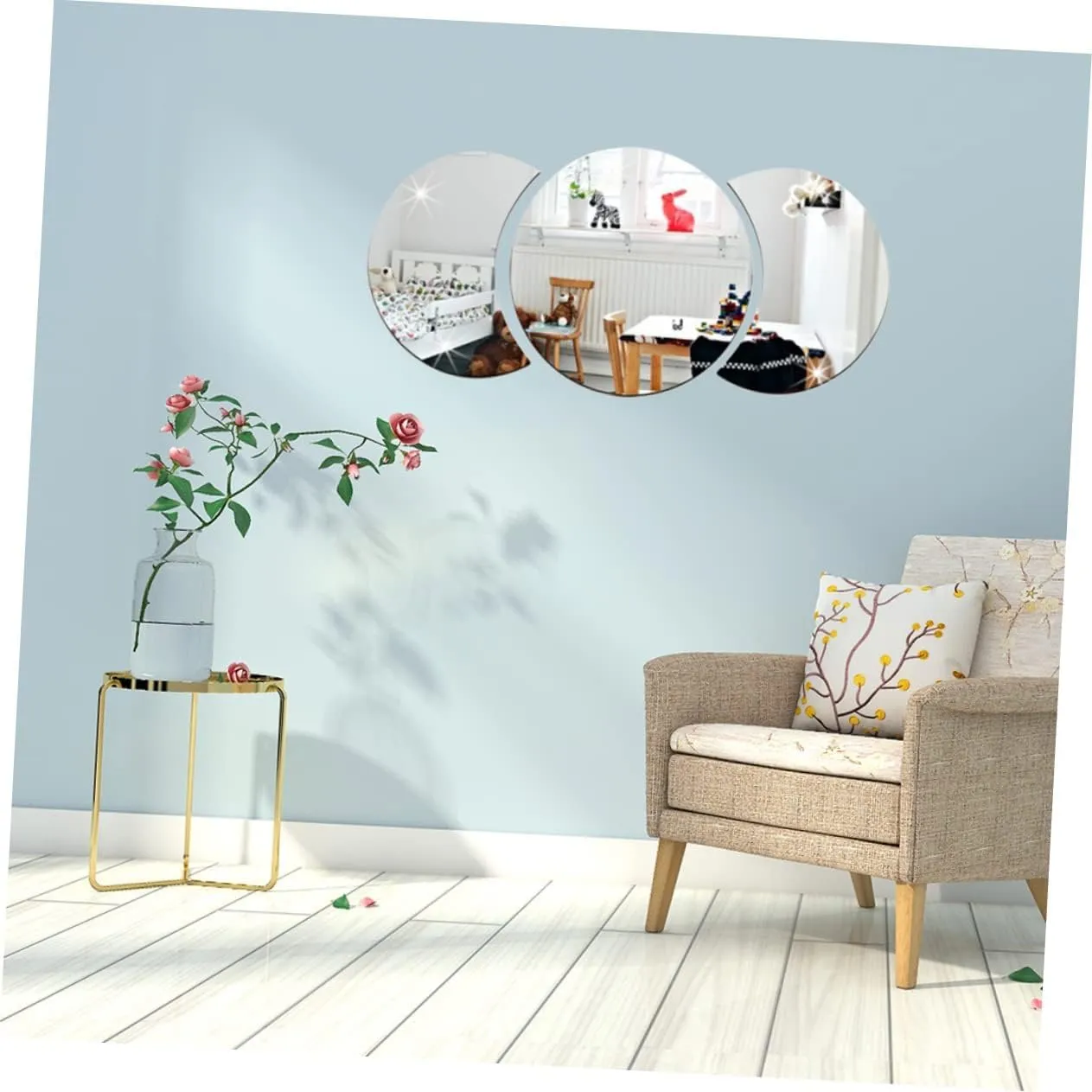 Illuminate Your Space: 3PCS 3D Moon Mirror Set - Safe, Stylish, and Space-Expanding Home Decor