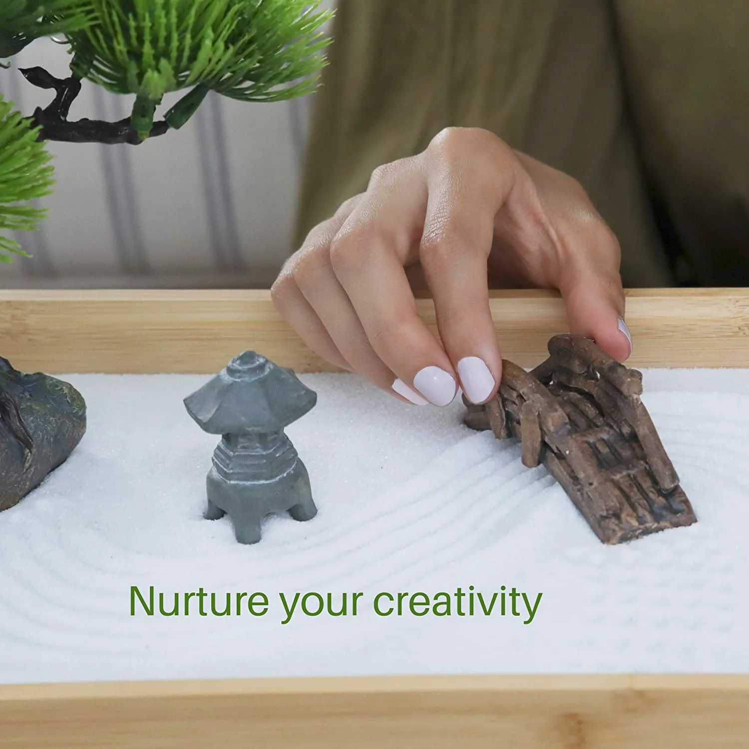 Japanese Zen Garden for Desk - Extra Large 16" x 8" Desktop Mini Zen Garden