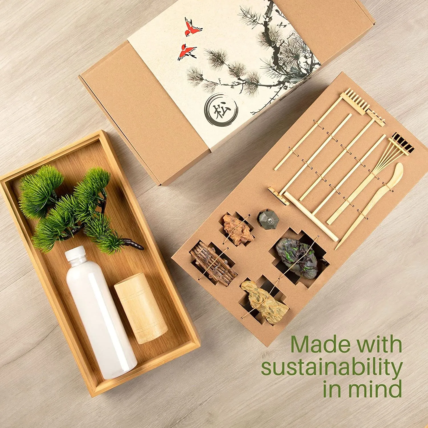 Japanese Zen Garden for Desk - Extra Large 16" x 8" Desktop Mini Zen Garden