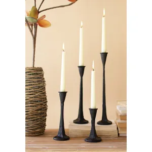 Kalalou - SET OF FOUR CAST IRON TAPER CANDLE HOLDERS - CYB1400