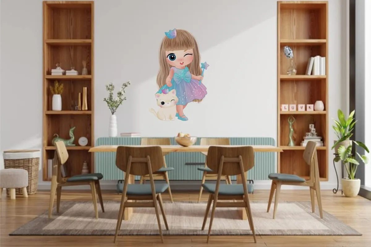Kamya Home Decor Cute Princess Girl Wall Sticker(Multicolor PVC Vinyl)