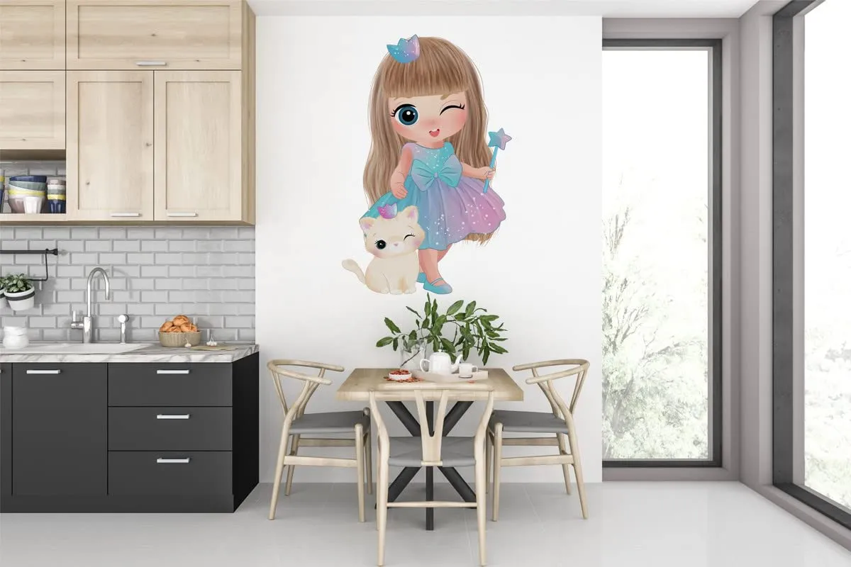 Kamya Home Decor Cute Princess Girl Wall Sticker(Multicolor PVC Vinyl)