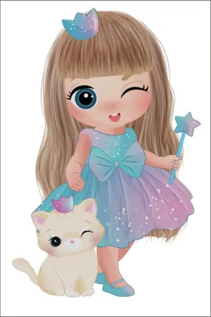 Kamya Home Decor Cute Princess Girl Wall Sticker(Multicolor PVC Vinyl)