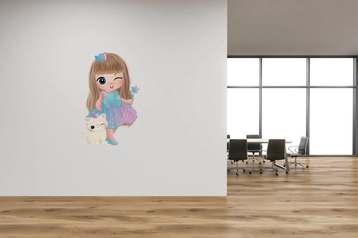 Kamya Home Decor Cute Princess Girl Wall Sticker(Multicolor PVC Vinyl)