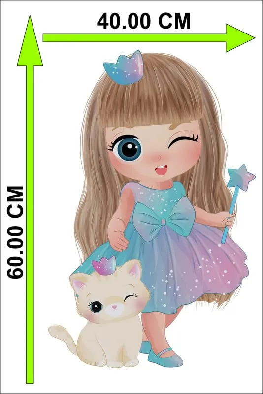 Kamya Home Decor Cute Princess Girl Wall Sticker(Multicolor PVC Vinyl)