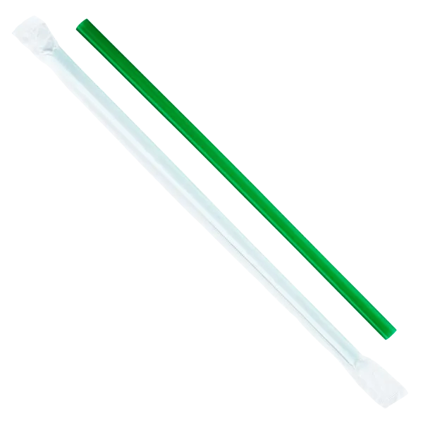 Karat 9'' Giant Straws (8mm) Paper Wrapped, Green - 2,500 pcs