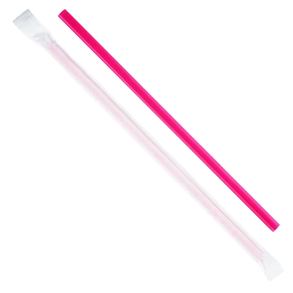 Karat 9'' Giant Straws (8mm) Paper Wrapped, Pink - 2,500 pcs