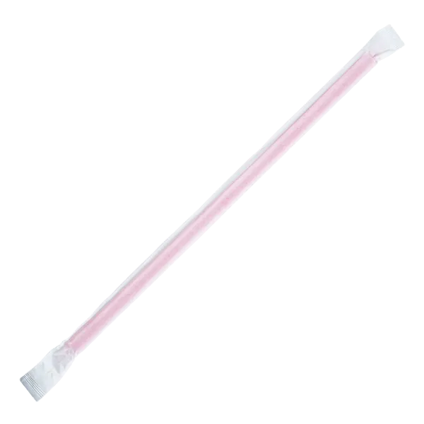 Karat 9'' Giant Straws (8mm) Paper Wrapped, Pink - 2,500 pcs
