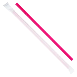 Karat 9'' Giant Straws (8mm) Paper Wrapped, Pink - 2,500 pcs