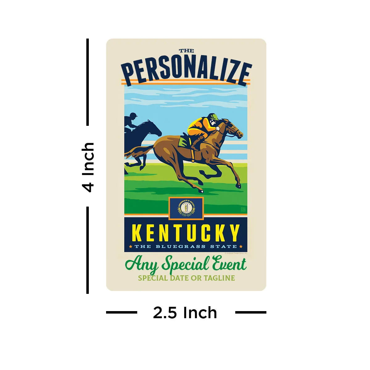 Kentucky State Pride Personalized Vinyl Sticker Set of 40