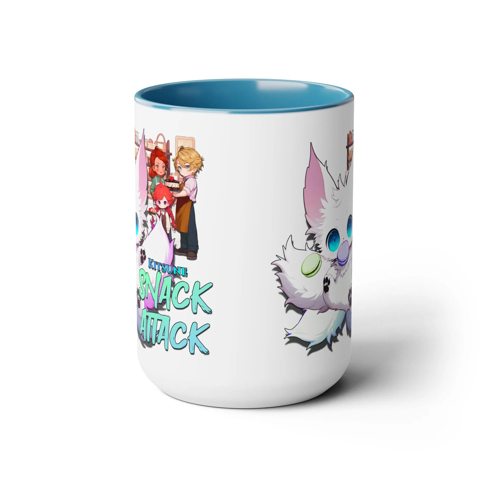 Kitsune Snack Attack Two-Tone Coffee Mugs, 15oz