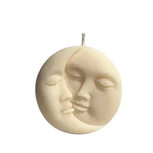 Lagom Eco-Friendly Scented Sun & Moon Designer Candle | Natural & Organic | Scented Candle for Gift, Home décor, Kids | 100% Soy Wax 6cm | White Color | Pack of 4