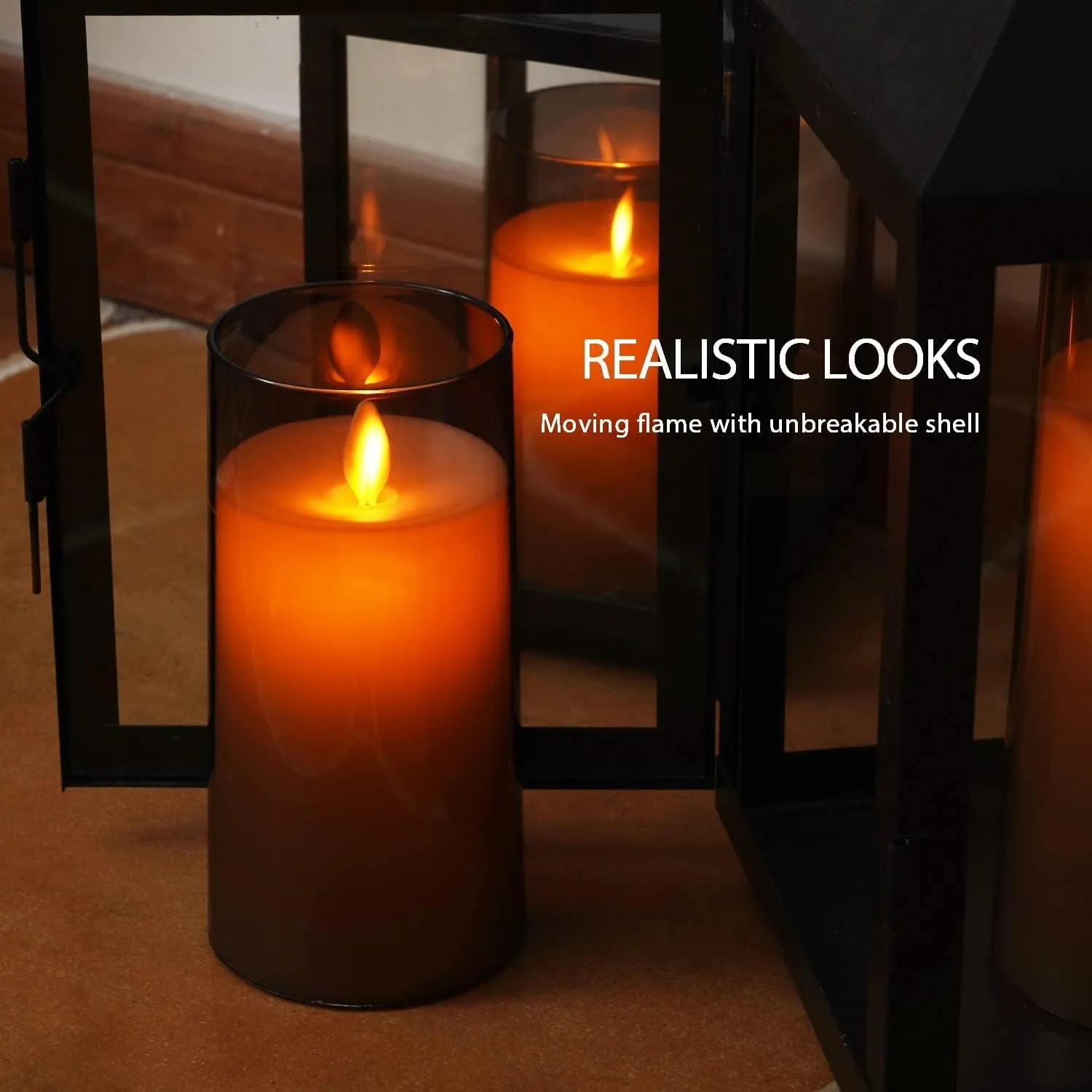 LTETTES 2pcs Grey Acrylic Flickering Flameless Candles, Unbreakable Battery Powered Candles, LED Pillar Radiance Candles with Remote Control and Time for Home Decoration