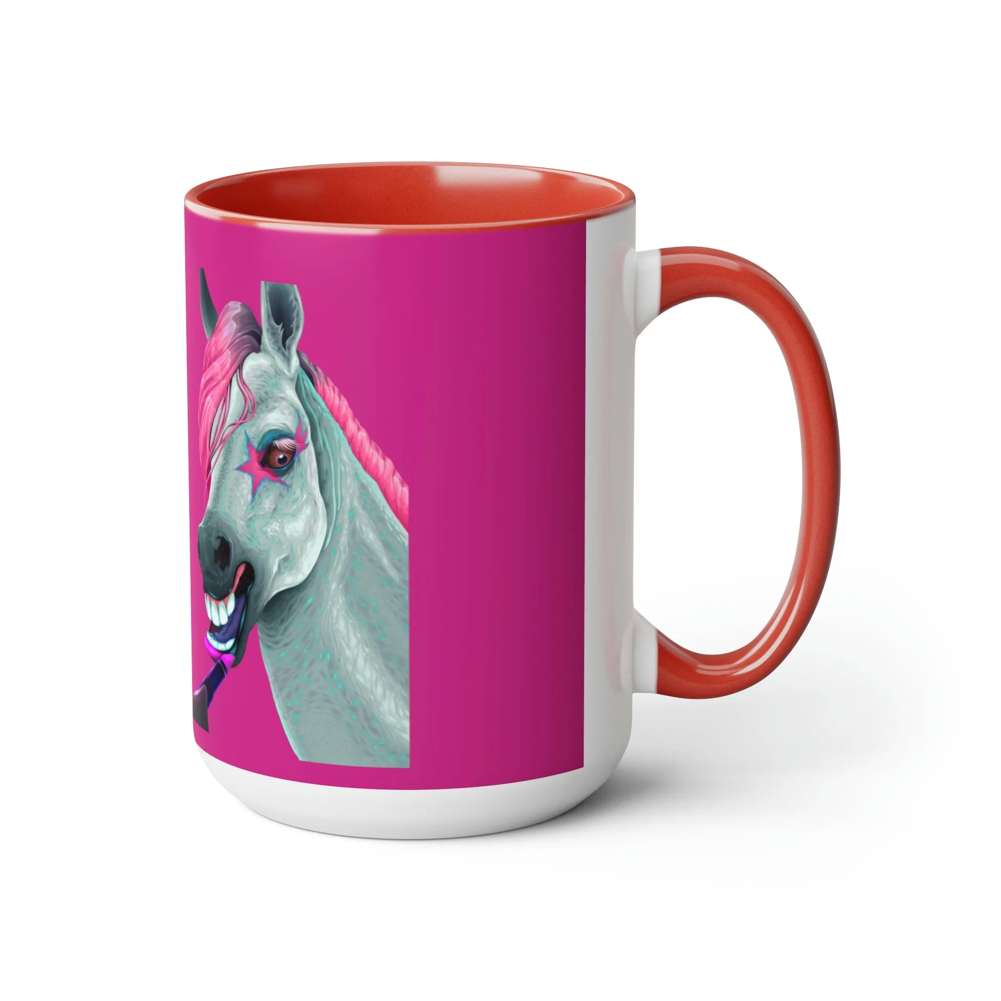 Makeup Horse POD Two-Tone Coffee Mugs, 15oz
