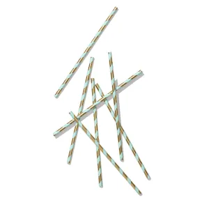 Mint and Gold Paper Straws (25 per pack)