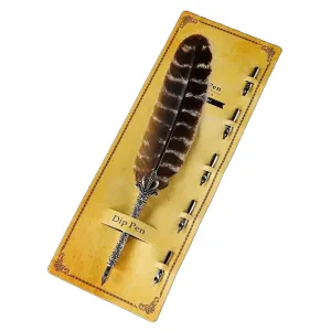 Natural Barred Turkey Retro Feather Calligraphy Dip Quill Pen