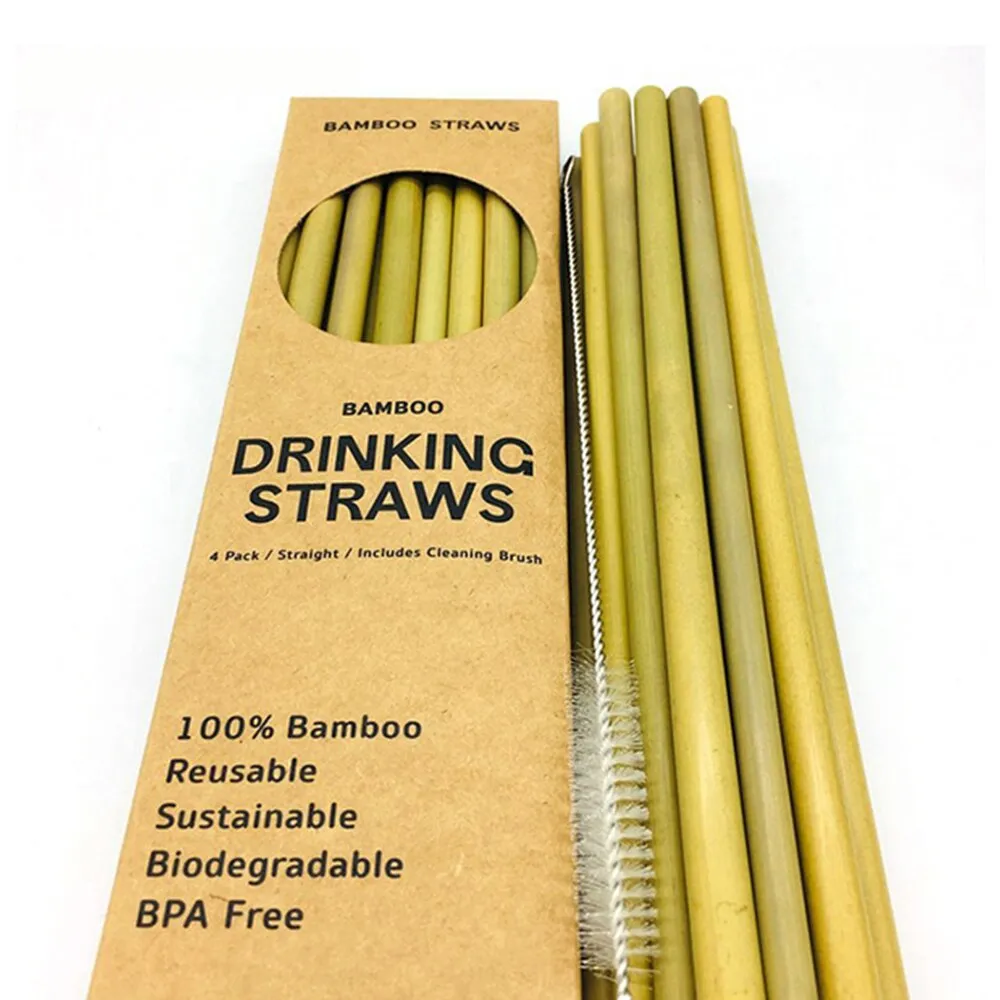 Natural Environmental Protection Bamboo Straws 12 Pcs 1 Brush