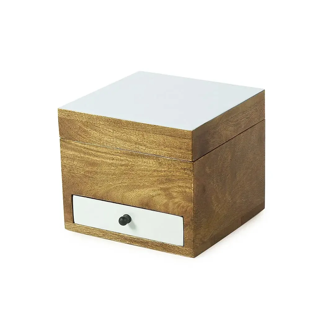 Natural Wooden Trinket Box with Mirror
