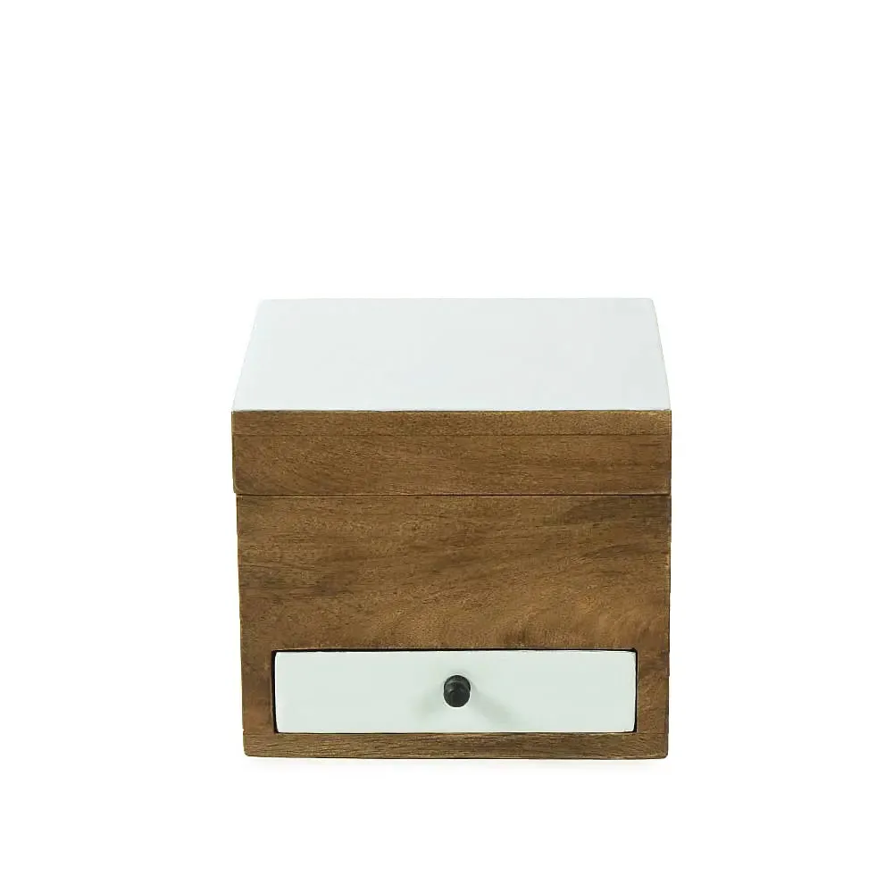 Natural Wooden Trinket Box with Mirror
