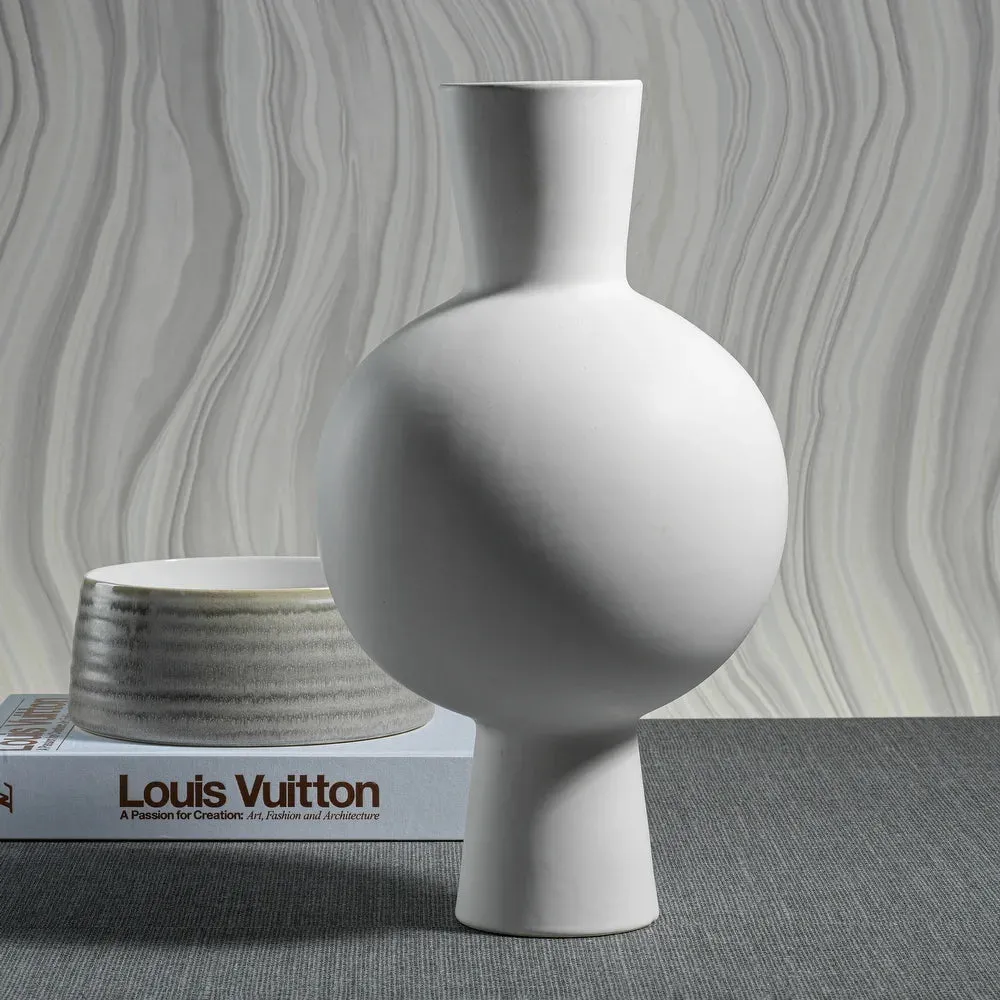 Ozamiz Tall White Stoneware Vase