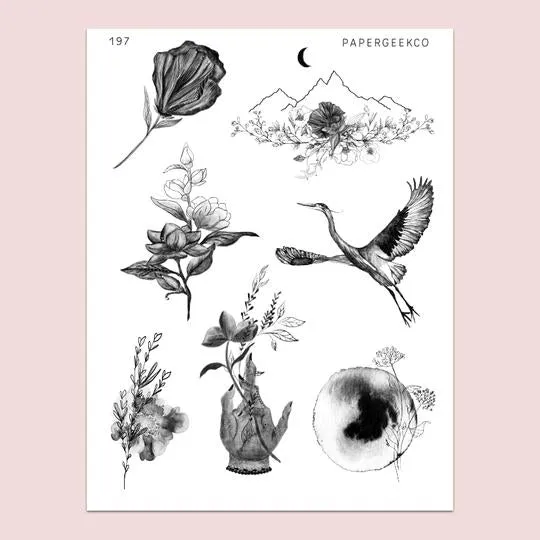 PAPERGEEK Clear Nature Lineart Stickers 197