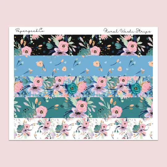 PAPERGEEK Floral Washi Strips Stickers