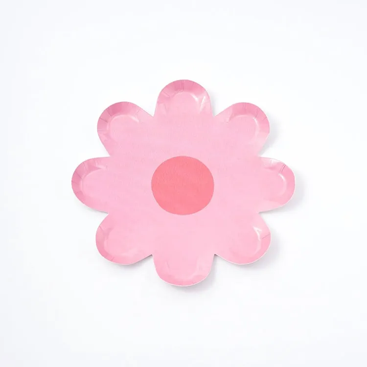 Party Paper Plate | Pink Daisy Shaped | Set of 10