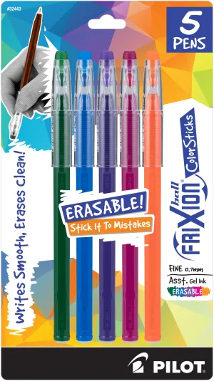 Pilot FriXion Erasable ColorSticks 5pk Assorted 0.7mm