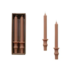 Pleated Taper Candle, Beige