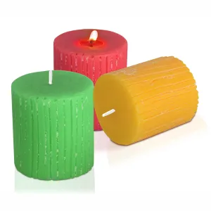 Pure Source India Set of 3 Scented Pillar Candle Smokeless and Handmade Finish, Lemongrass, Rose, and Sandalwood Fragrance (Size 2.75 x 3 Inch, Burn Time-30 Hrs Minimum Each)