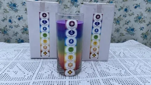 RJKART Chakra Glass Candle for Home Decorations Aroma Therapy Candles for Birthday Anniversary (Pack of 2)