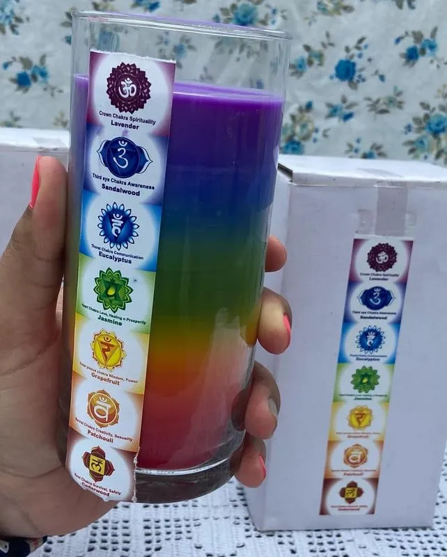 RJKART Chakra Glass Candle for Home Decorations Aroma Therapy Candles for Birthday Anniversary (Pack of 2)