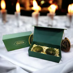 RJKART Magnetic Gift Box with 2 Golden Metal Urli Candle with Lid Aroma Therapy Candles for Home Decorations (Size 4 inch Each)