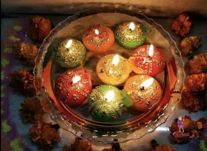 RJKART Nugget Floating Candles with Henna Design Aroma Therapy Candles for Birthday Anniversary (Pack of 10, Multicolor)