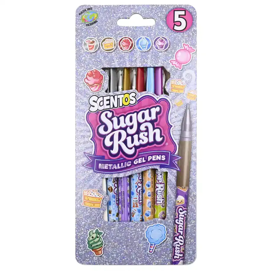 Scentos Sugar Rush Scented Metallic Gel Pens  (Pack of 5)