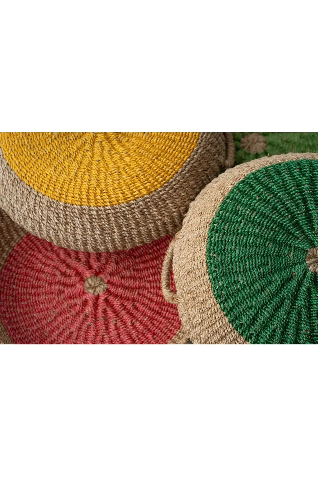 Seagrass Woven Round Tray and Basket I Yellow