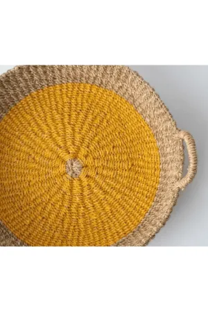 Seagrass Woven Round Tray and Basket I Yellow