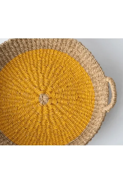 Seagrass Woven Round Tray and Basket I Yellow