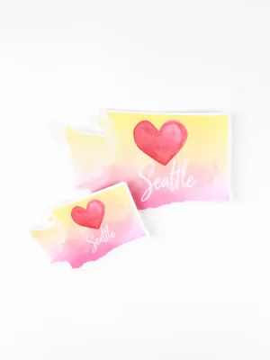 Seattle Watercolor Heart Sticker