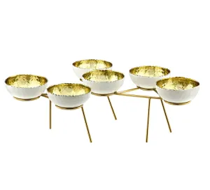 Set 6 Bowls On Stand White&gd.